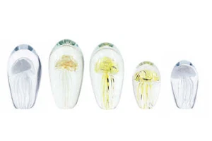 Pisapapeles decorativo medusa en cristal ovalado JELLY FISH decoración único beige - Imagen 1 de 3