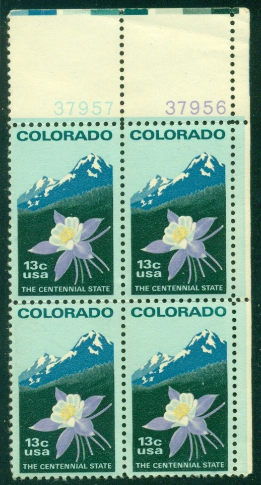 SCOTT # 1711 PLATE BLOCK, COLORADO STATEHOOD, MINT, OG, NH, GREAT PRICE! - Image 1 of 1