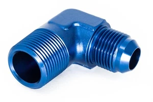 Gewindeadapter 3/4" NPT zu Dash 10 90° / -10 AN / JIC 10 Blau 7/8 - 14UNF - Picture 1 of 3