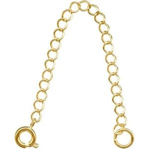 6 Necklace EXTENDERS GOLD Plated Curb CHAIN ~ 3" Long with Spring Ring Clasp - Picture 1 of 1
