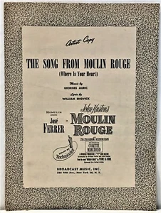 Spartiti musicali vintage 1953 DOV'È IL TUO CUORE artista copia Moulin Rouge Auric - Foto 1 di 6