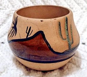 Vintage Signed Betty Selby Southwest Pottery Bowl Vase Cacti 1978 - Picture 1 of 6