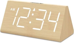 DreamSky Wooden Digital Alarm Clocks for Bedrooms - Electric Desk Clock White - Picture 1 of 7