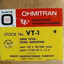 OHMITE NO. VT-1 OHMITRAN VARIABLE TRANSFORMER - - 120V  -- NEW OLD STOCK -- NOS