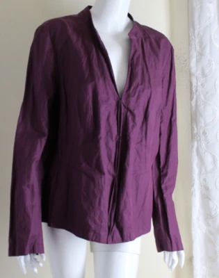 Chaqueta Blazer Lafayette 148 - Talla 16 Exquisita Ciruela Oscura Púrpura Arrugada Metálica Foto 1 de 4