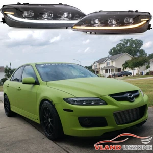 Faros LED secuenciales DRL negros para Mazda 6 2003-2008 con dinámico izquierdo+derecho - Imagen 1 de 17