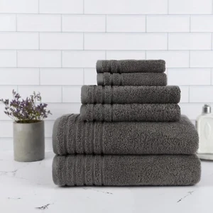 BW Luxe Home - 100% Soft Turkish Cotton 6 Piece Towel Set 2 Bath, 2 Hand, 2 Wash - Picture 1 of 41
