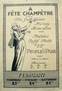 INDIA ADVERT FOR FETE CHAMPETRE MADRAS HAROLD PRYNNE INK/WASH C1925 - Picture 1 of 1