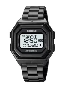 Mens Digital Stopwatch Multifunction Waterproof Stainless steel Strap Black* - Picture 1 of 5