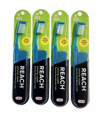 Cepillo de dientes de 4 alcances cerdas firmes limpias de cristal cepillos de dientes duros con tapas gratis Foto 1 de 2