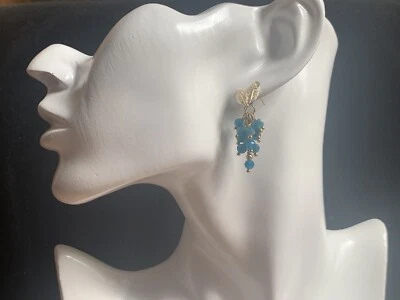 Elegante 18K vergoldete Ohrringe mit Apatit facettierten Perlen - Bild 1 von 4