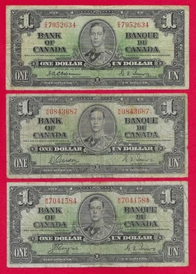 Canada 1937 $1 pick #58 Complete Signature Set of 3 - Image 1 of 2
