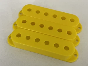 Set of 3 YELLOW PICKUP COVERS 52mm spacing for Stratocaster electric guitars - Picture 1 of 3