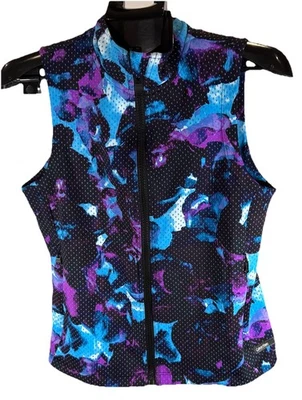 Colete atlético Calvin Klein Performance secagem rápida zíper completo tamanho M preto floral - Imagem 1 de 4