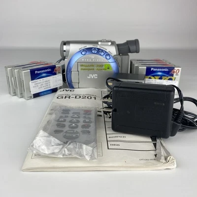 JVC Compact VHS Camcorder Model GR-D201U Battery Charger Remote Manual TESTED - Image 1 of 4