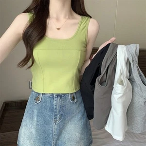 Brand New Sleeveless Tops Chest Pad Camisole All Seasons Suitable Bandeau Collar - Picture 1 of 22