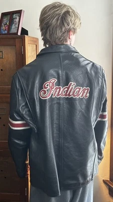 Chaqueta negra vintage 1999 Vanson de cuero Indian Motorcycle XL adulto hombre Foto 1 de 4