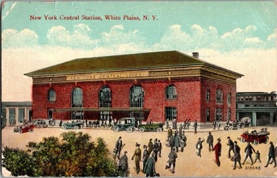 Antique Postcard New York Central Station White Plains NY train railroad KL14 - Image 1 of 2