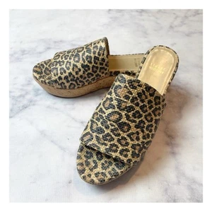 Stuart Weitzman Womens Flatout Leopard Print Flatform Slide Sandals Sz 8 - Picture 1 of 10