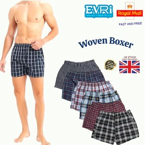 Pack of 3,6,12 Mens Woven Boxer Shorts Underwear Button Fly S-XXL - Picture 1 of 6