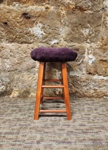 Vintage Solid Wood Bar Stool Rustic Farmhouse Decor - Picture 1 of 9