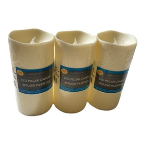 Set Of 3 LED Luminescence Pillar Candle New - Picture 1 of 6
