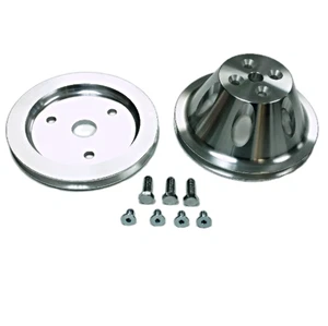 SBC Chevy 283-350 Aluminum SWP 1 Groove Crankshaft Water Pump Pulleys & Bolt Kit - Bild 1 von 5