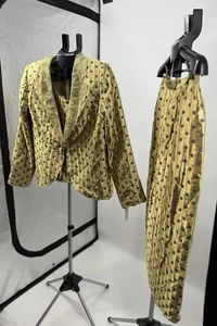 Moshita 3 piezas Brillante Mujer Talla 8 Marrón Salvia Punto Falda Traje Blazer Camiseta sin mangas Nuevo con etiquetas Iglesia - Imagen 1 de 11