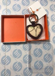 Billy Bag Leather Heart Shaped KeyringLarge Silver Ring - Picture 1 of 4