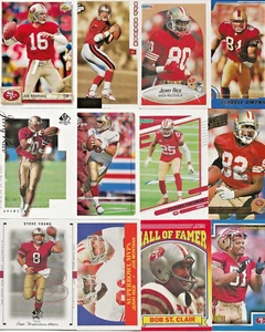 (100) Carte FB diverse San Francisco 49ers 1973 - 2021 Montana Rice Young - Foto 1 di 6
