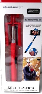 SoundLogic XT Universal Selfie Stick w/ Built-In AUX-Remote Red,Black,or Blue - Picture 1 of 7