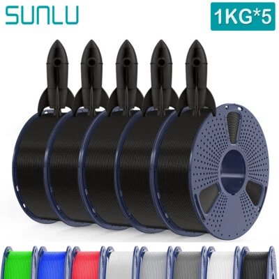 5*1KG SUNLU PETG PLA PLA+2.0 ABS SILK ASA PVB TPU 5KG 3D Printer Filament 1.75mm - Image 1 of 4