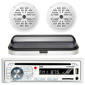 Receptor multimedia de radio CD MP3 impermeable completo para barco con 2 altavoces y cubierta estéreo - Imagen 1 de 4