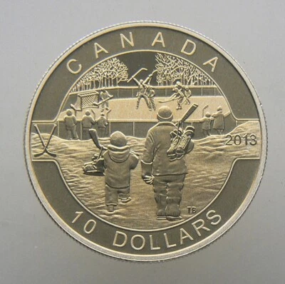 1/2 oz Silver 2013 Canada 10 Dollars O Canada - Gold Toned - Hockey - Image 1 of 2