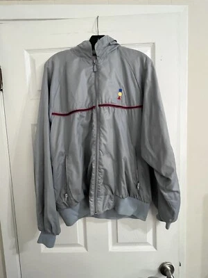 Cortavientos de golf PGA Tour vintage para hombre cremallera completa grande gris claro nailon con capucha Foto 1 de 4