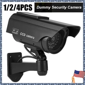 Fake Security Camera Solar Powered Dummy Surveillance Camera Flashing LED Light - Picture 1 of 16