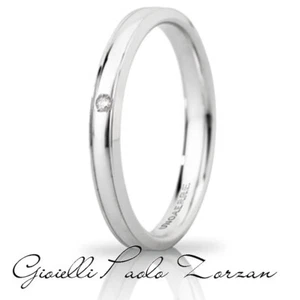 FEDE Matrimoniale ANELLO Nuziale UNOAERRE Orion Slim Oro Bianco 18 kt Diamante - Imagen 1 de 2