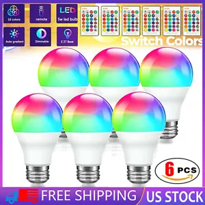 6 Pcs RGB RGBW LED Bulb Light 16 Color Changing E27 Lamp + IR Remote Controller - Picture 1 of 12