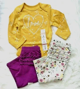 Jumping Beans Baby Girl Clothes 6 Month Romper One Piece Pants 3 Piece NWT - Picture 1 of 4