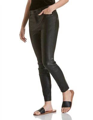 $995 Pantalones Theory 5 Bolsillos Cuero Negro Nuevo con Etiquetas Talla 6 M0800222 Foto 1 de 4