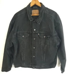 Vtg Levi's Trucker Jacket Men's XL Button Front Black Denim Faded Distressed 90s - Picture 1 of 15