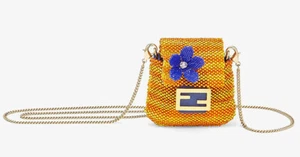 Fendi - Pico Baguette - Mini Airpod Case - Orange Beaded Charm Bag New&Tag - Picture 1 of 8