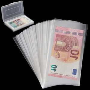 100 Pieces Dollar Bill Holder with Storage Box, Clear Paper Money Sleeves Curren - Picture 1 of 12