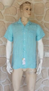 Chemise bleue 100% lin marque Sauvage Poésie (tro) - Picture 1 of 6