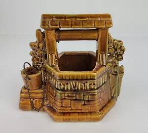 Vintage MCM McCoy Keramik Wunschbrunnen Übertopf 1950 Braun Mischung Original Kette - Bild 1 von 9