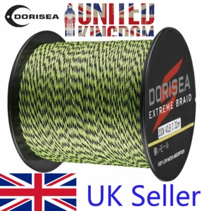 UK Dorisea 100m-2000m Fluorescent Green&Black Spot Braided Fishing Line 6-300lbs - Picture 1 of 11