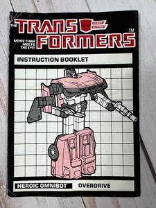HEROIC AUTOBOT OVERDRIVE Transformers Instruction Book 1984 - Picture 1 of 3