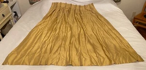 4 Panels MCM Pinch Pleat Drapes Curtains Golden Slub Satin 34" X 62" each Lined - Picture 1 of 17