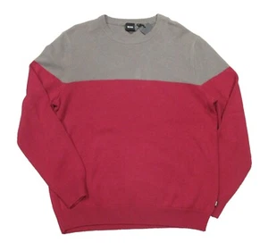 Hugo Boss Black Label Red/Dark Taupe Dilio Colorblock Wool Regular Fit Sweater - Picture 1 of 3