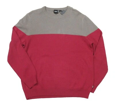 Hugo Boss Black Label Red/Dark Taupe Dilio Colorblock Wool Regular Fit Sweater - Image 1 of 3